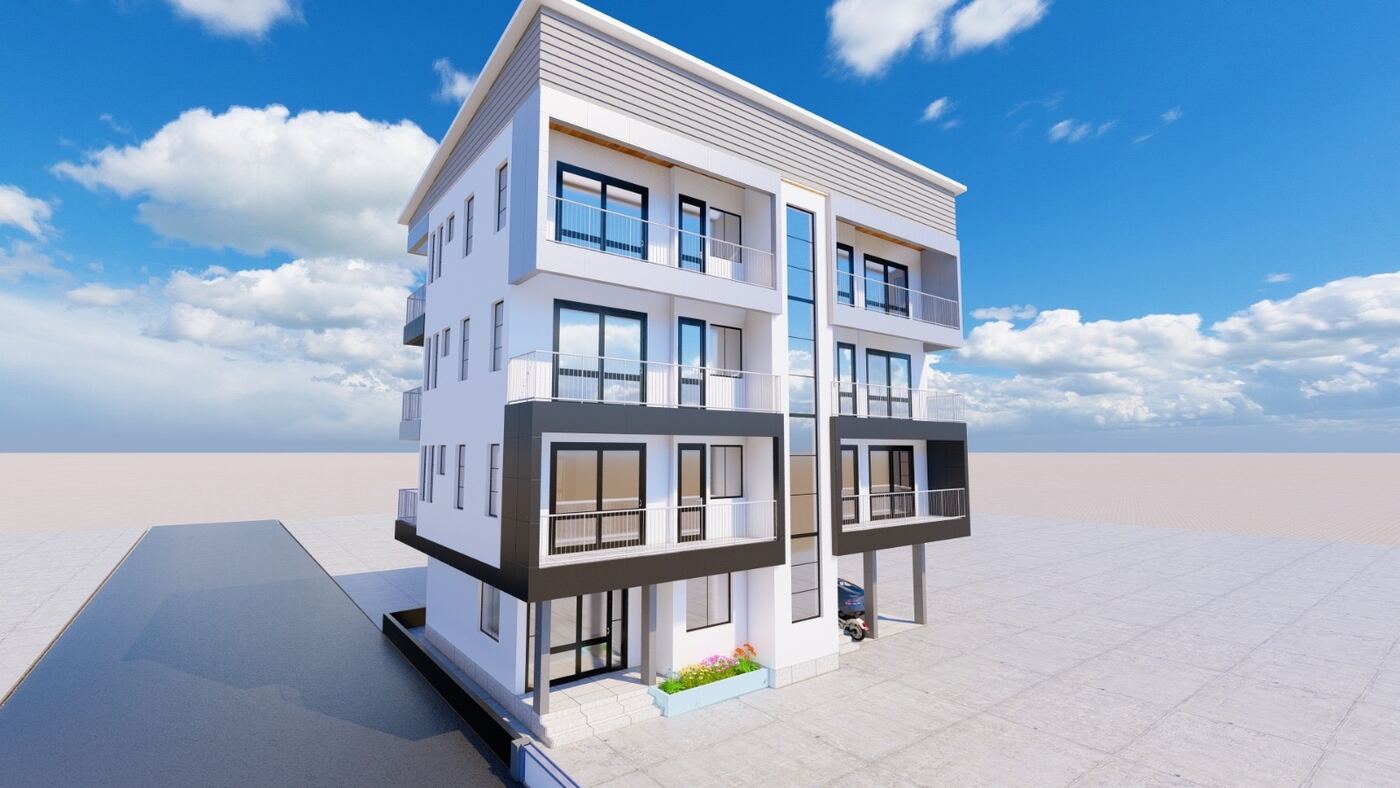 Immeuble résidentiel vue d'angle