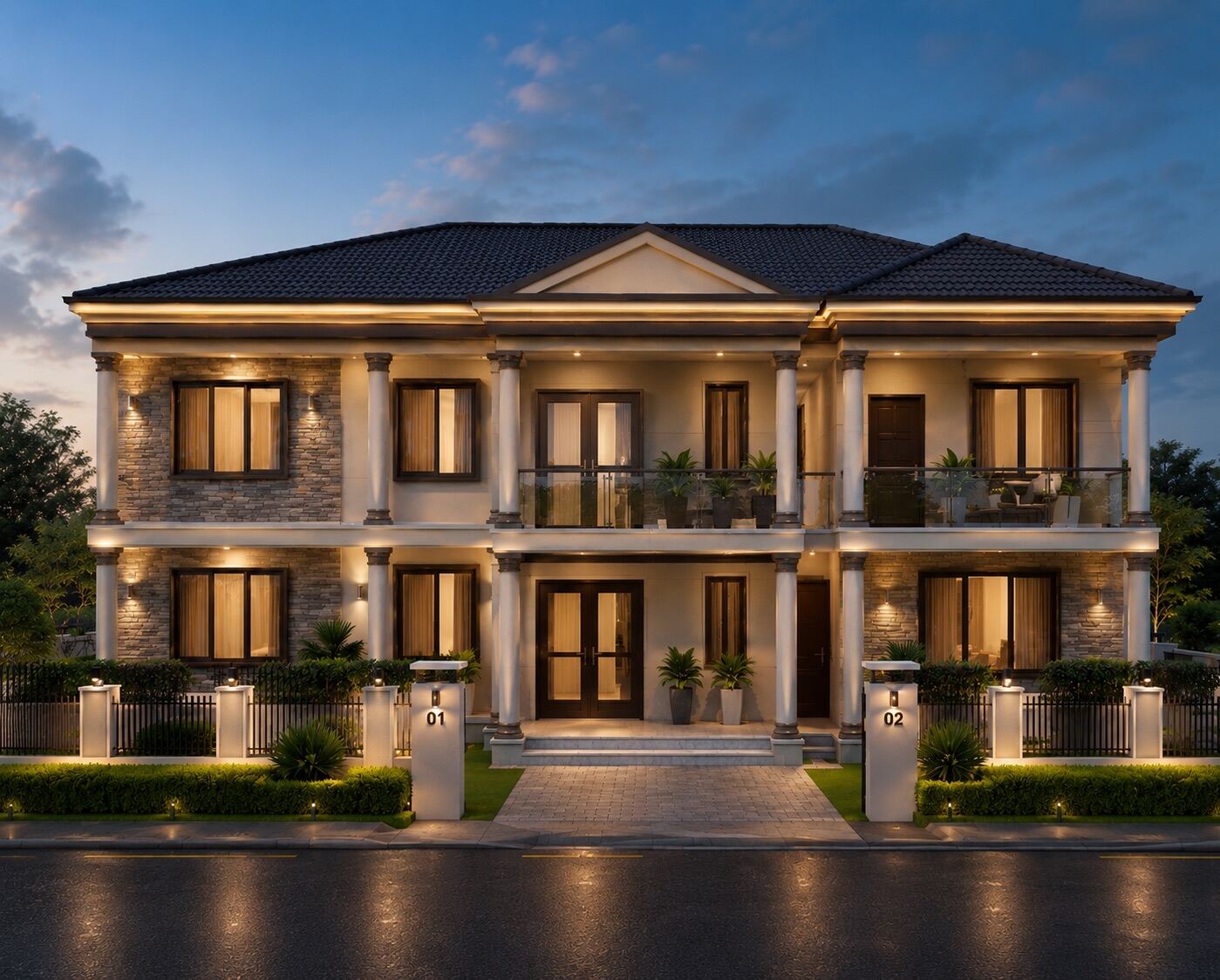 Villa luxueuse de nuit